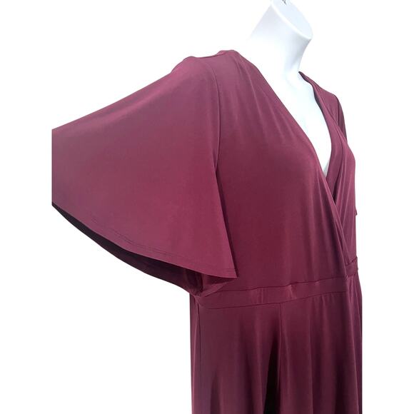 Torrid Womens Plus Size 3 V-Neck Knit Faux Wrap Stretch Short Dress Burgundy Red - Picture 11 of 14